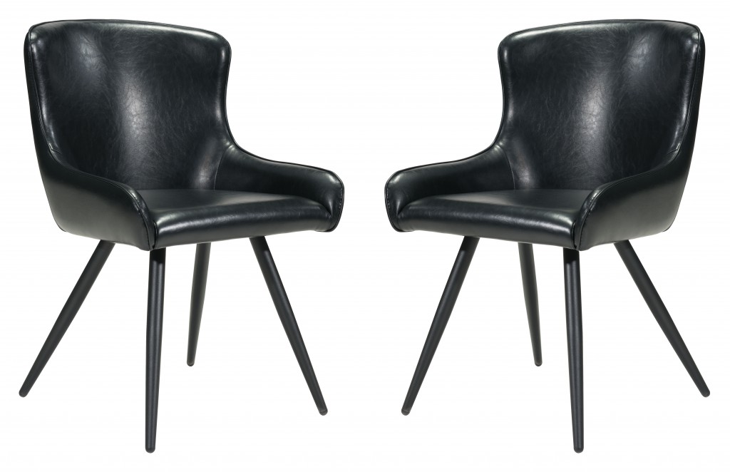 Set of Two All Black Dining Chairs