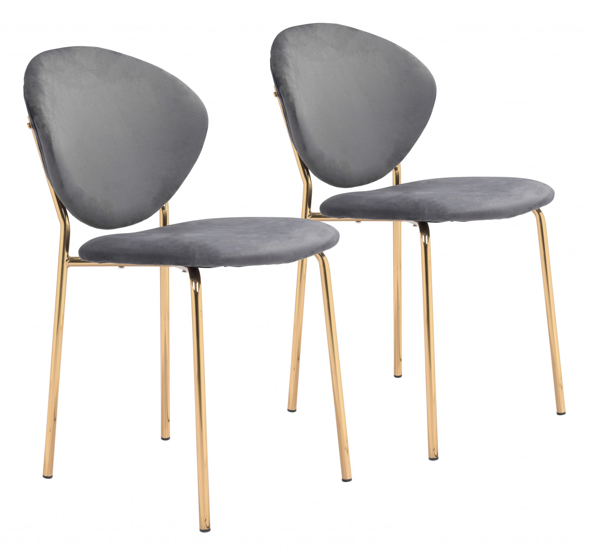 Set of Two Gray and Gold Modern Dining or Side Chairs