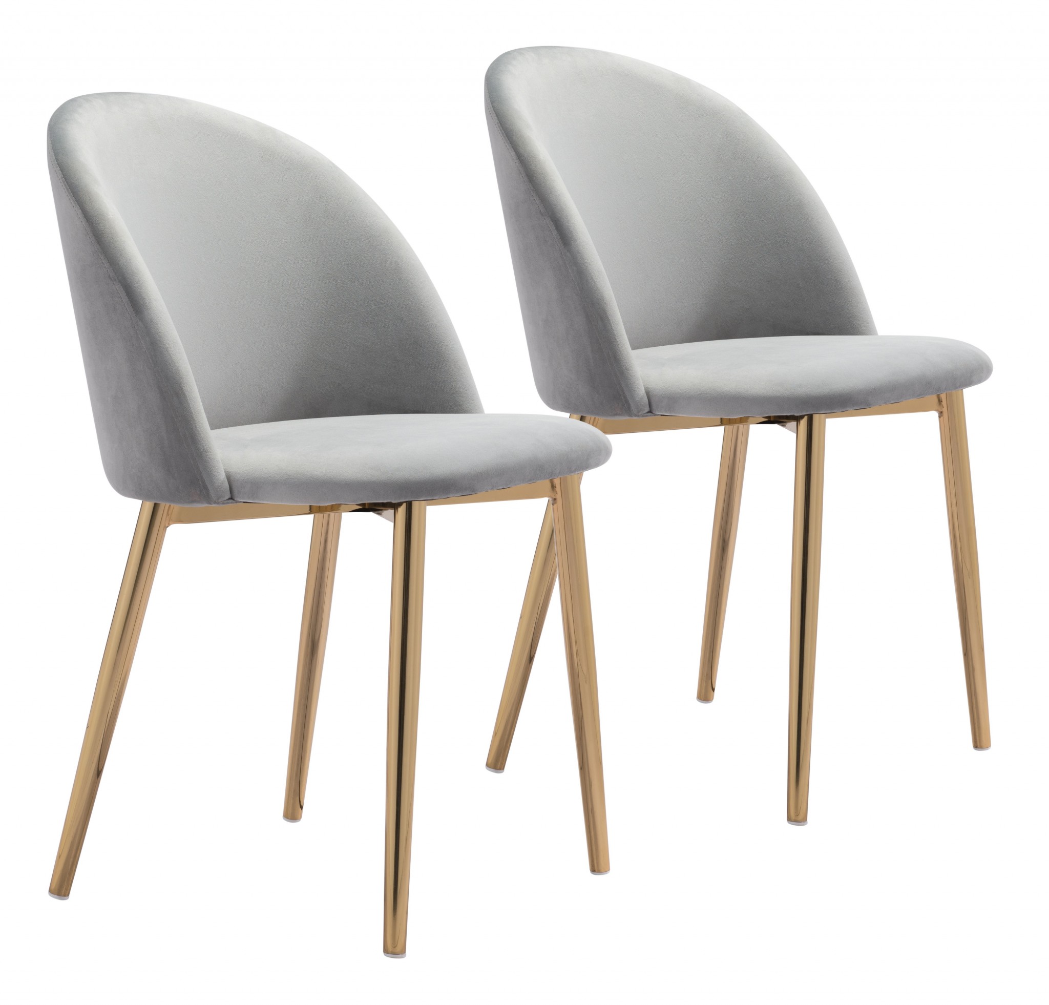 Set of Two Pale Gray and Gold Modern Pringle Dining Chairs