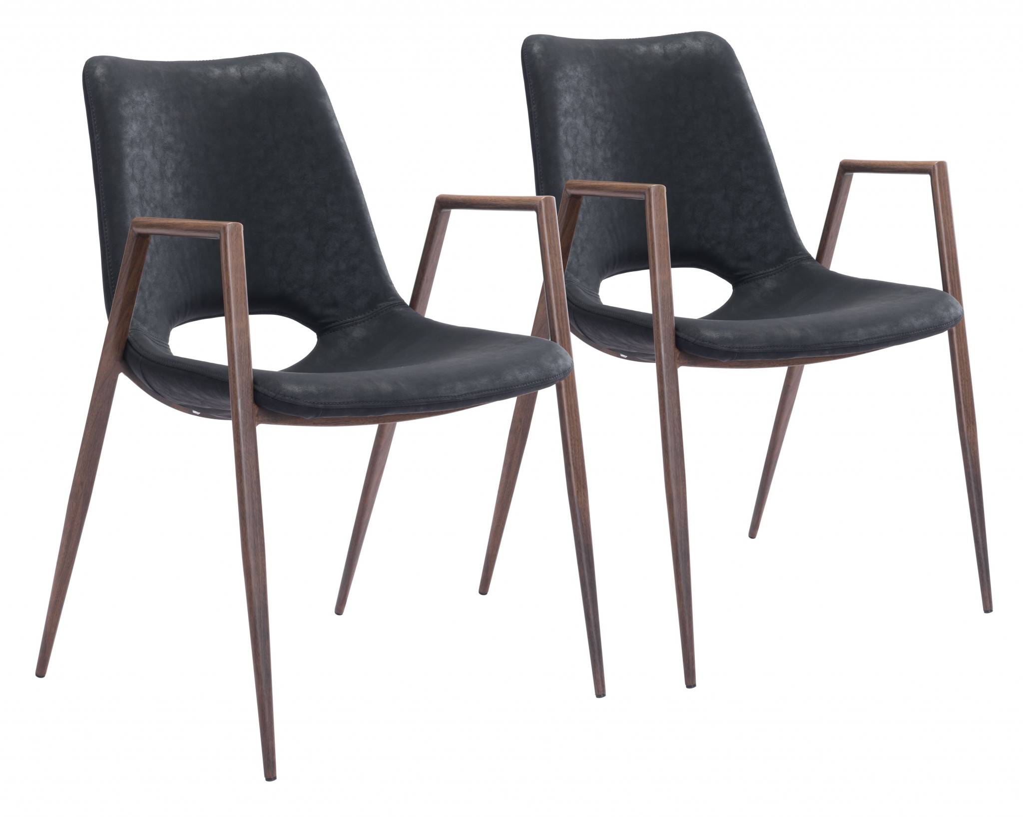 Set of Two Black Retro Modern Funk Dining Chairs