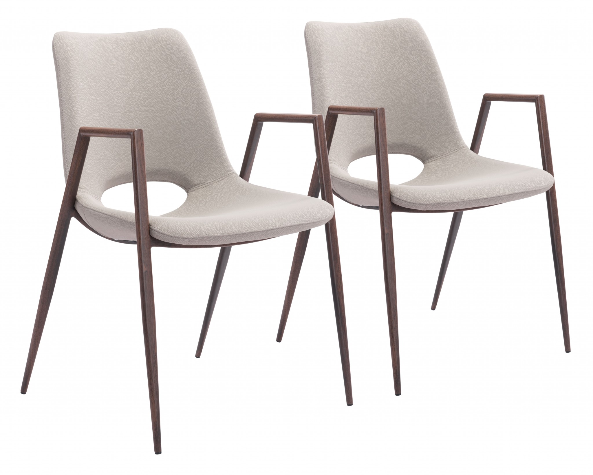 Set of Two Ivory Retro Modern Funk Dining Chairs