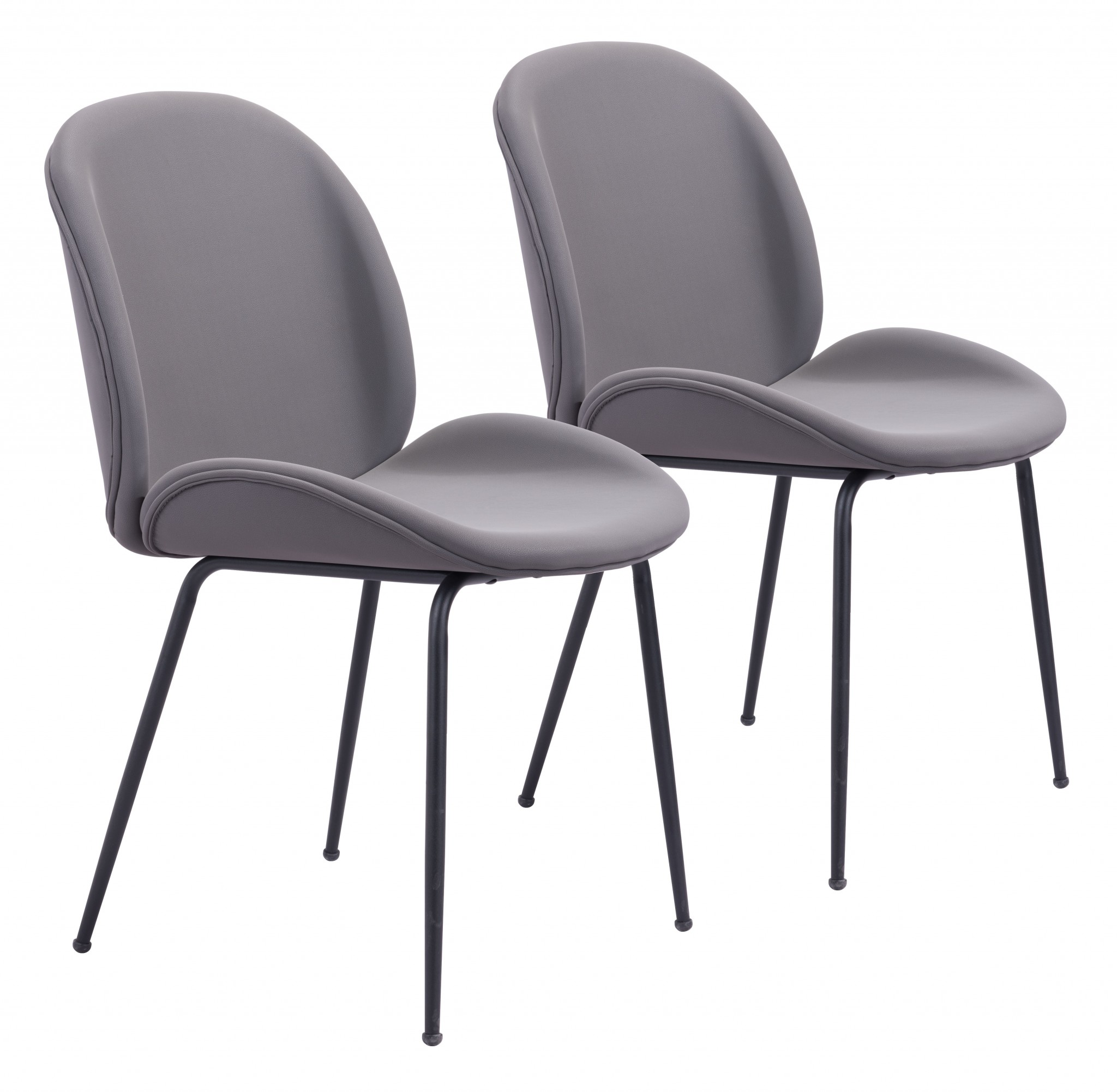 Set of Two Contempo Gray Velvet Dining Chairs