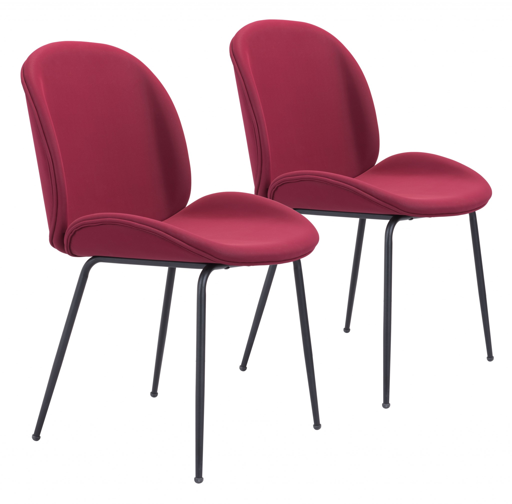Set of Two Contempo Red Velvet Dining Chairs