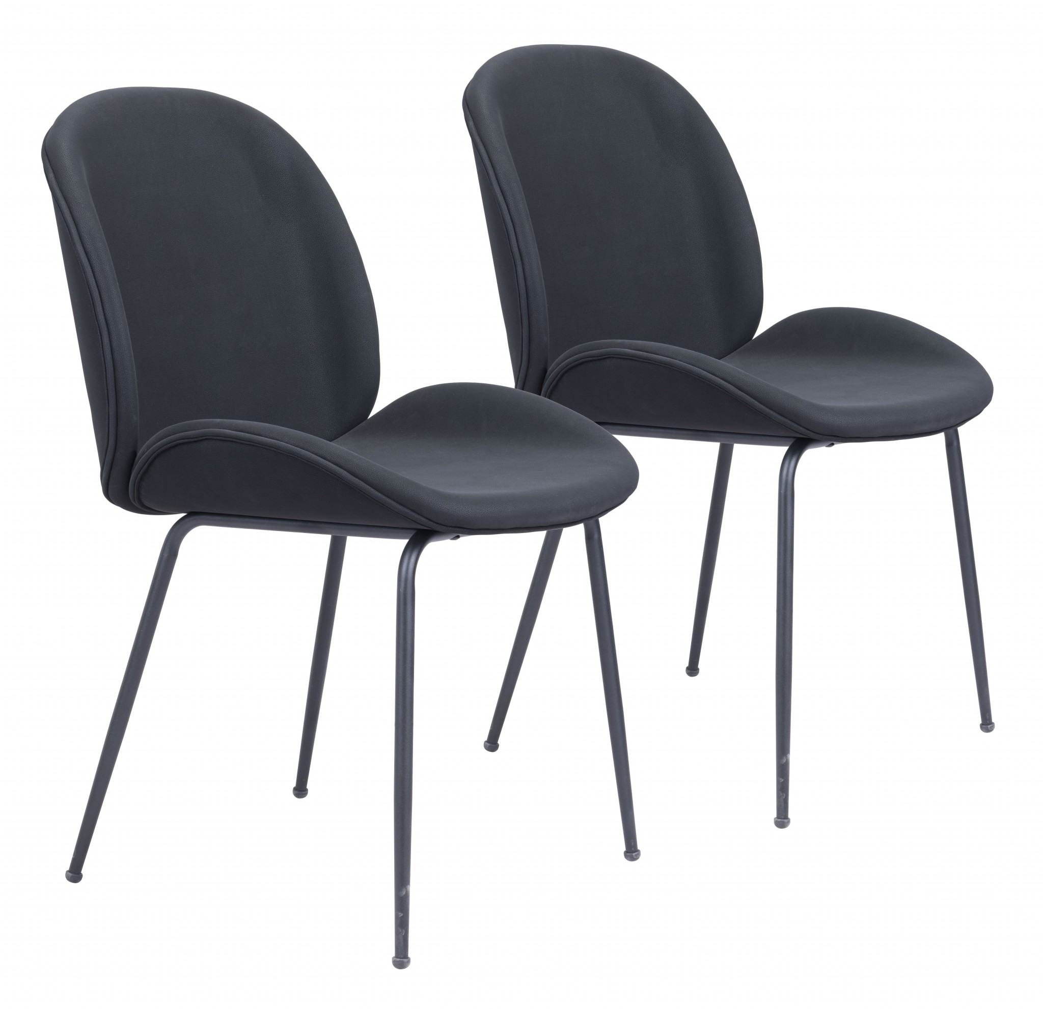 Set of Two Set of Two Contempo Black Velvet Dining Chairs