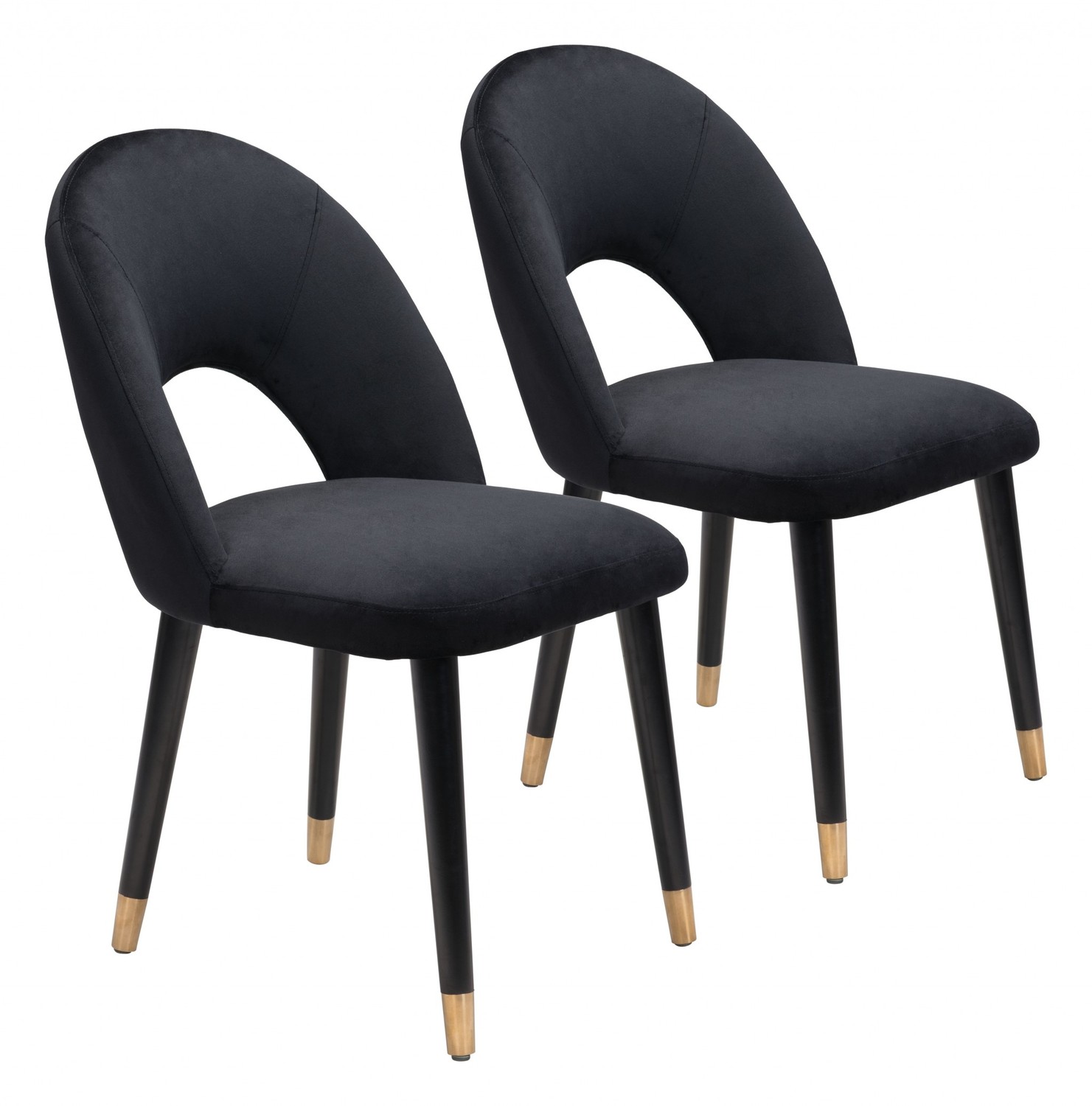 Set of Two Black Thick Loop Back Dining Chairs
