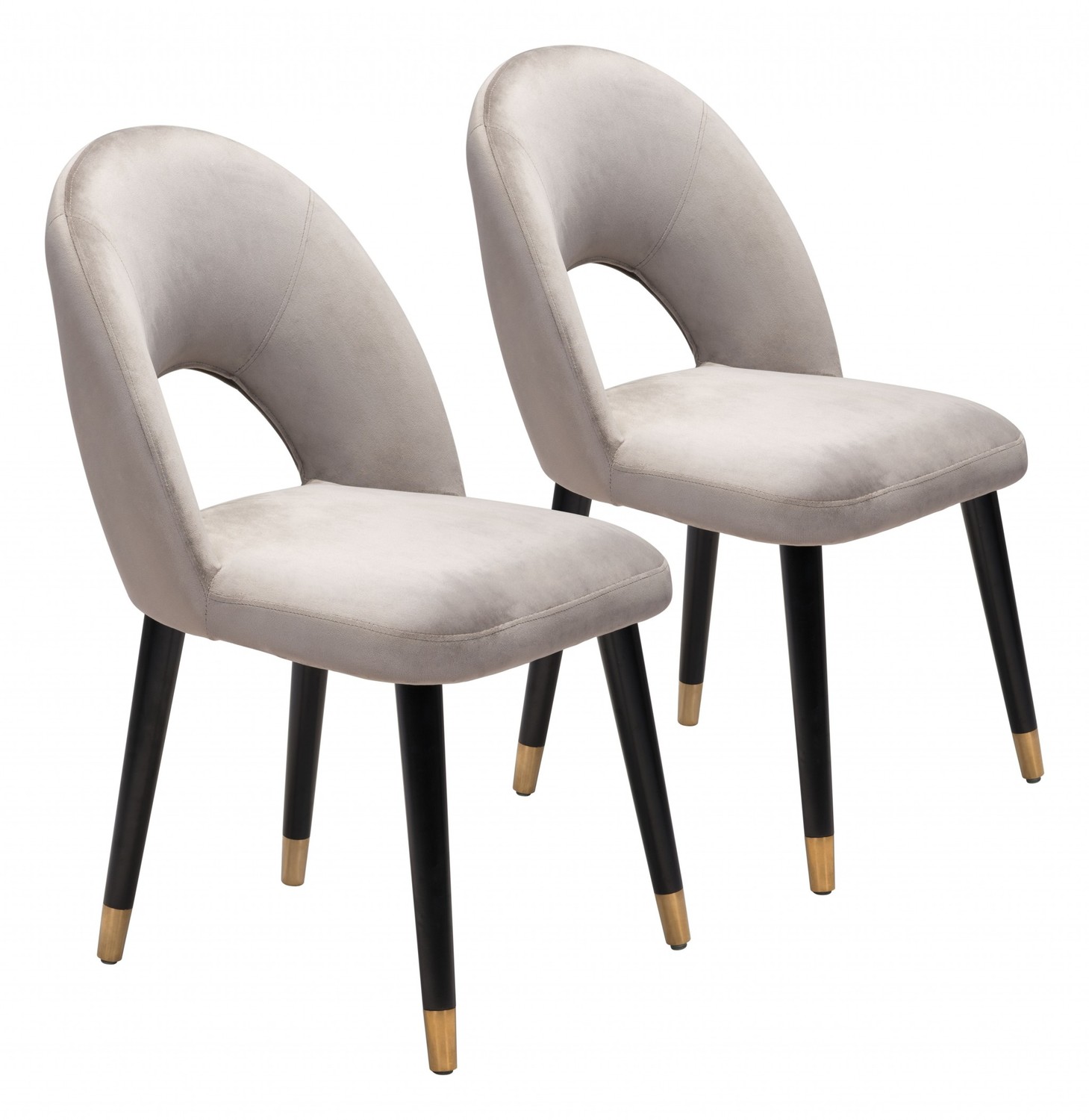 Set of Two Gray Thick Loop Back Dining Chairs