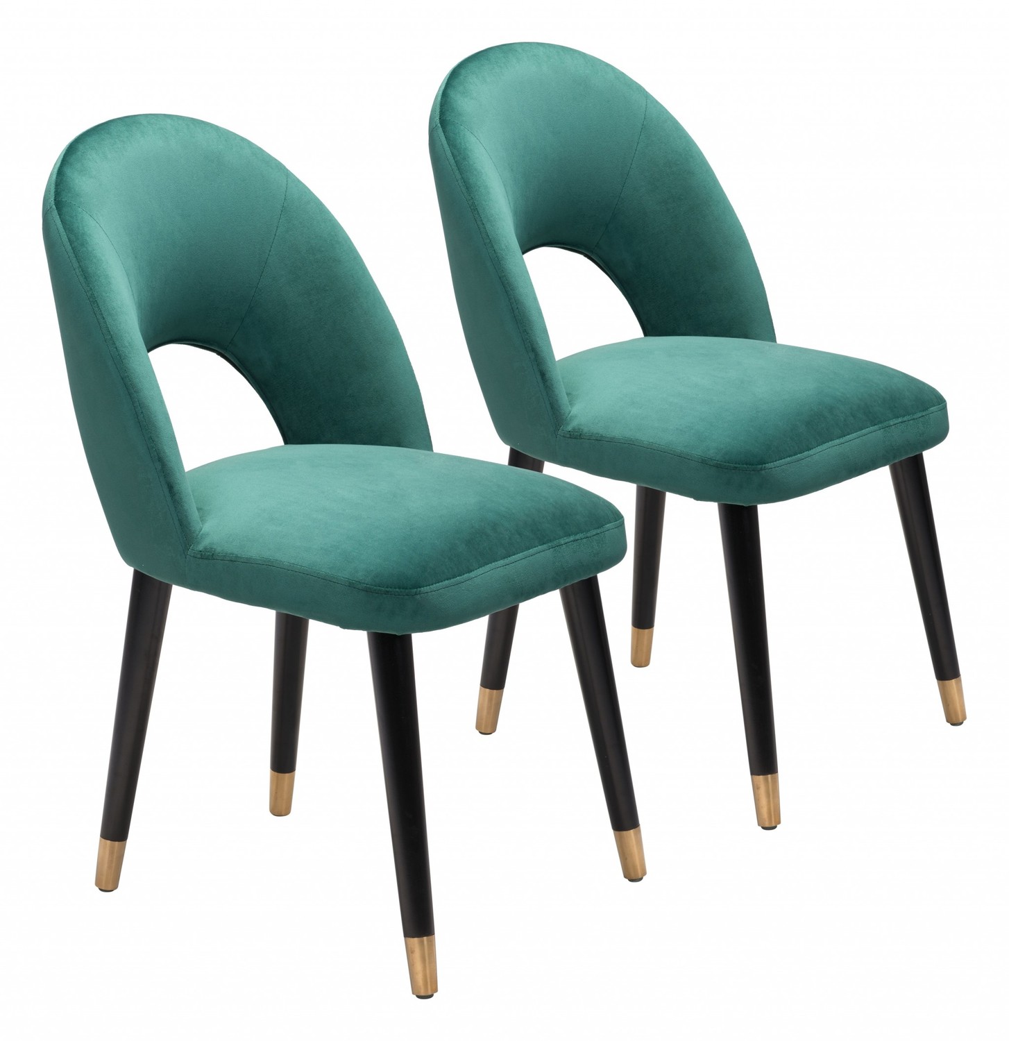 Set of Two Teal Green Thick Loop Back Dining Chairs