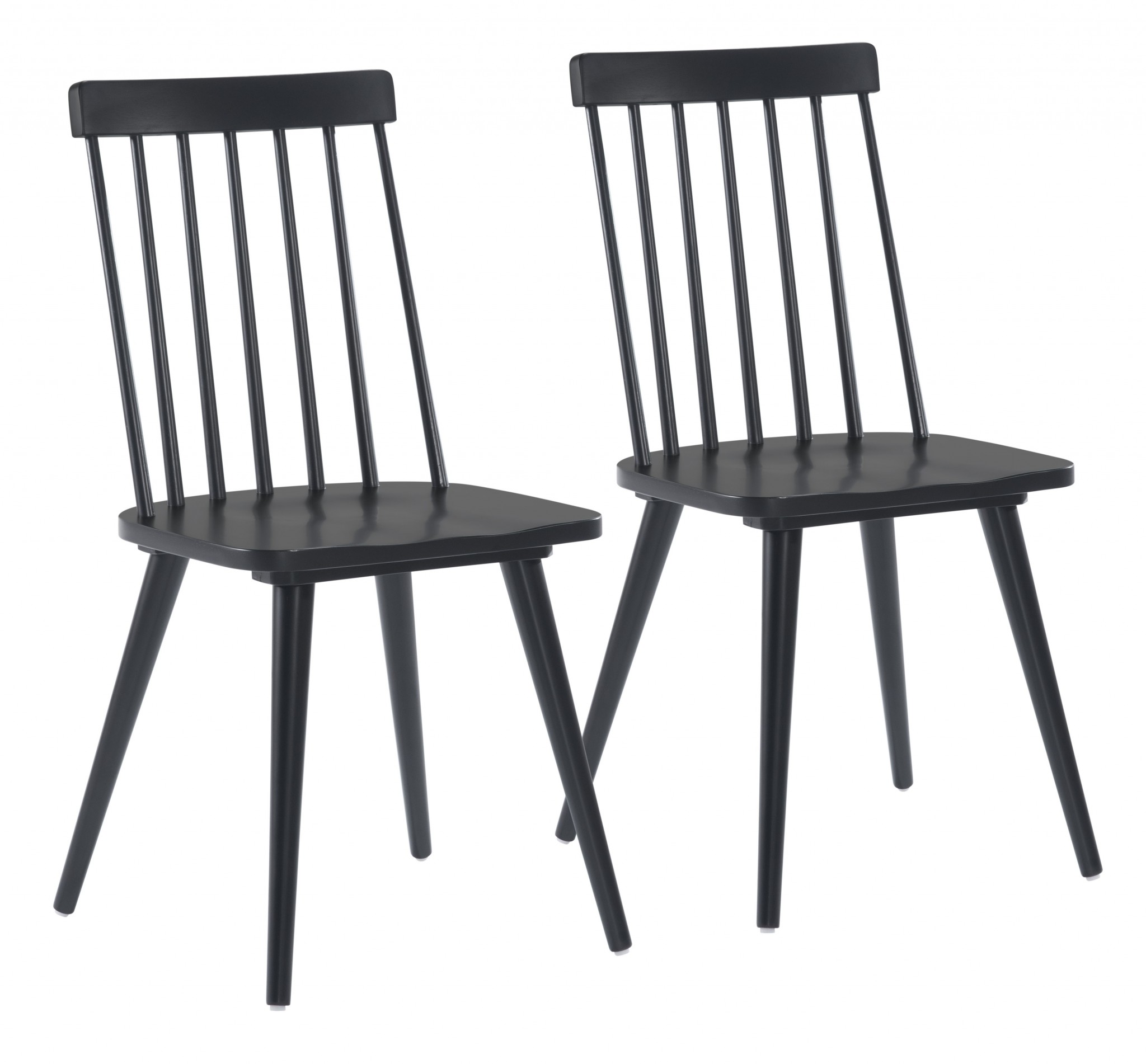 Set of Two Modern Black Armless Spindle Dining Chairs