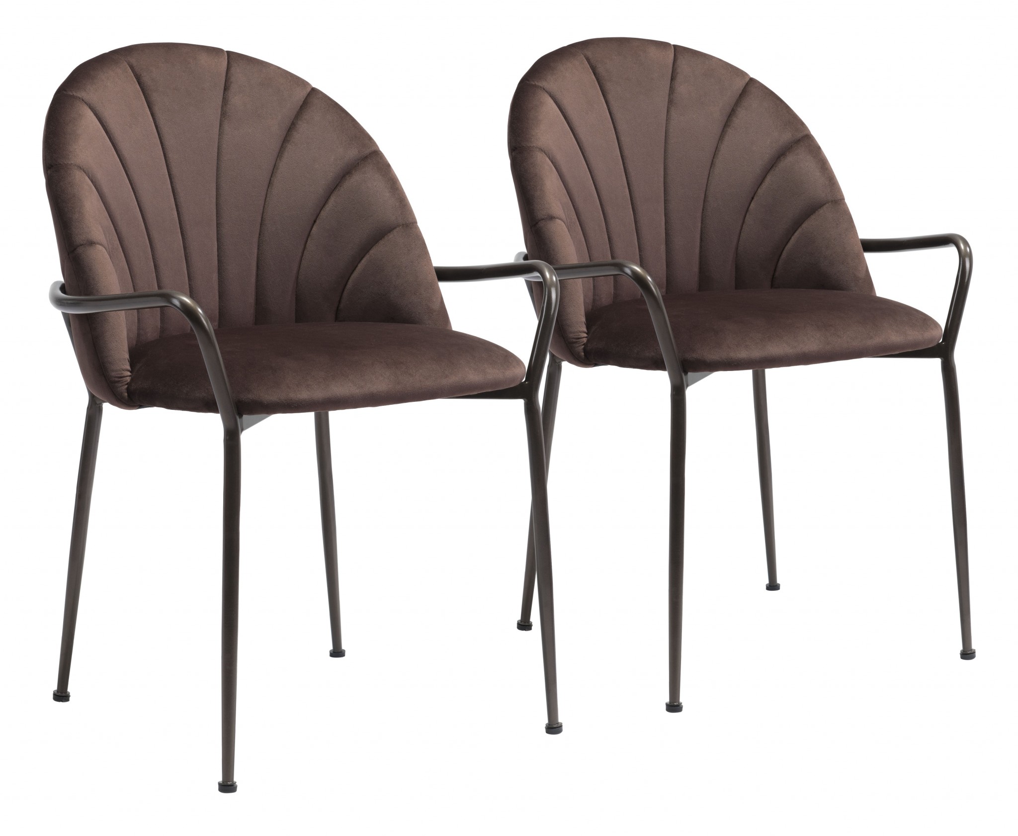 Set of Two Dark Brown Faux Leather Arch Dining Chairs