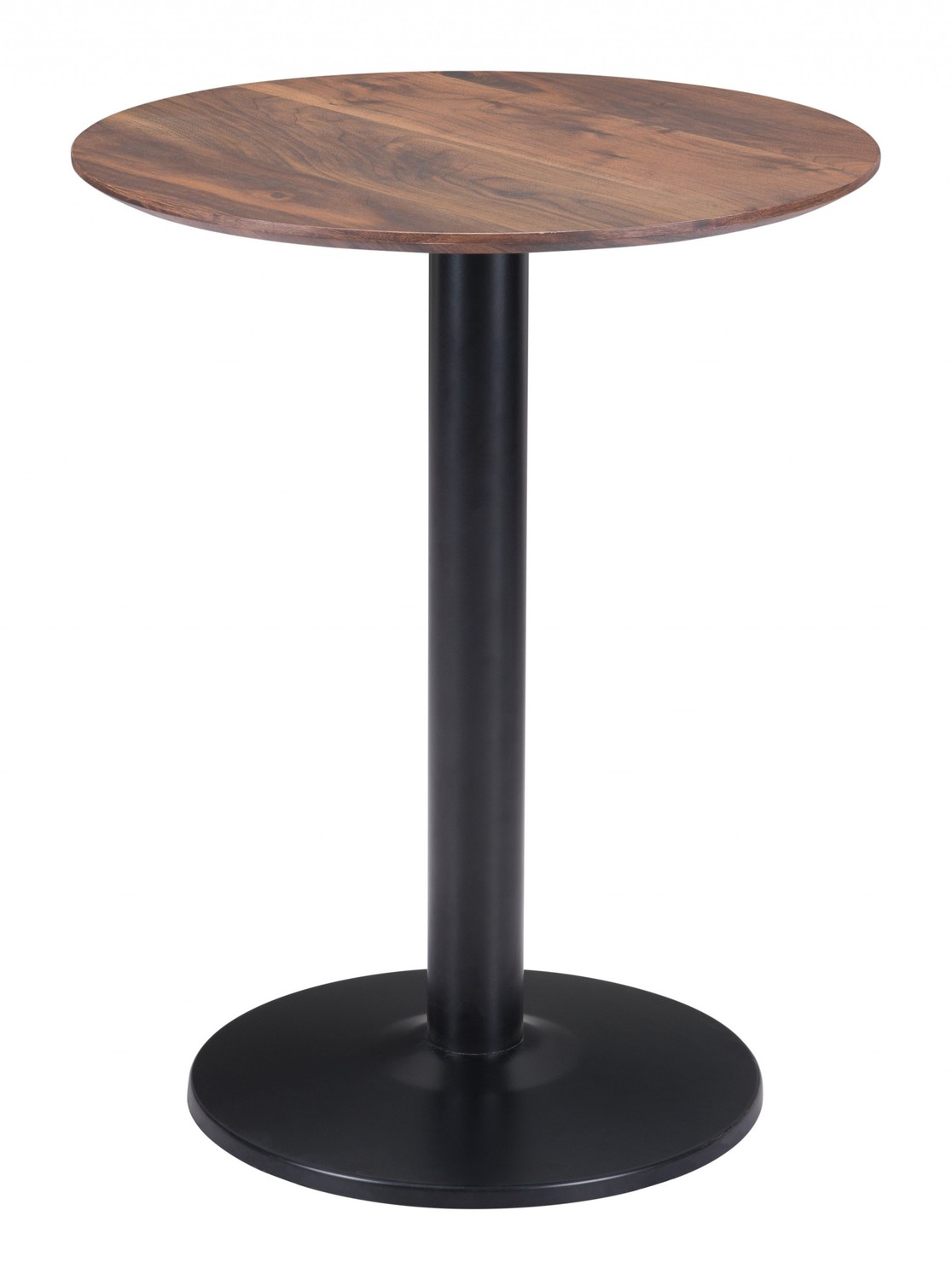 Walnut and Black Pedestal Bistro Table
