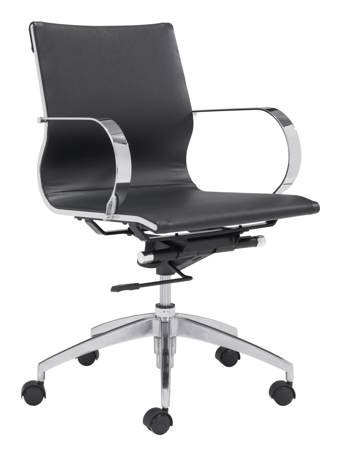 Black Ergonomic Conference Room Low Back Rolling Office Chair