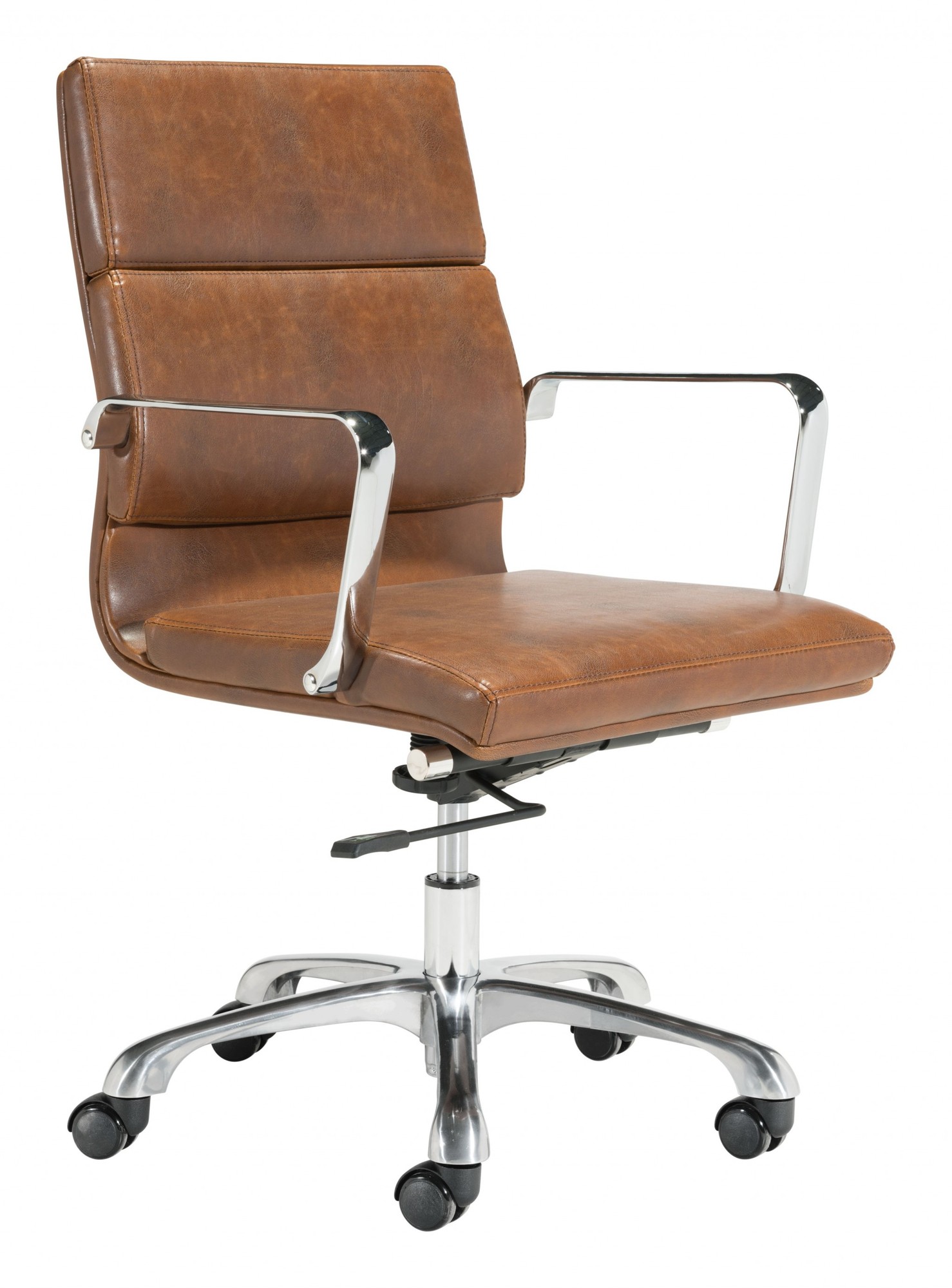 Vintage Look Brown Faux Leather Classic Rolling Office Chair