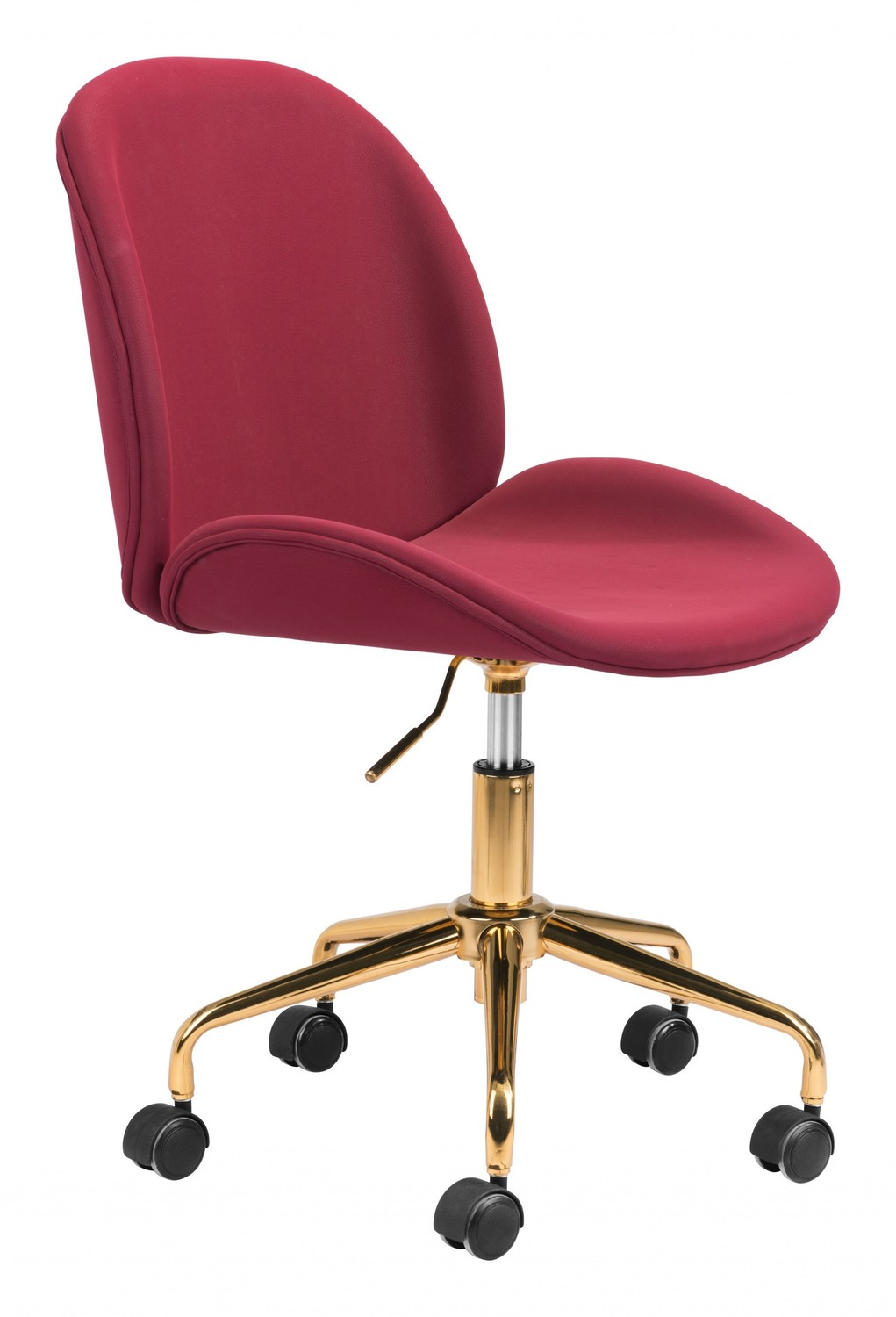 Contempo Red Velvet and Gold Rolling Office Chair