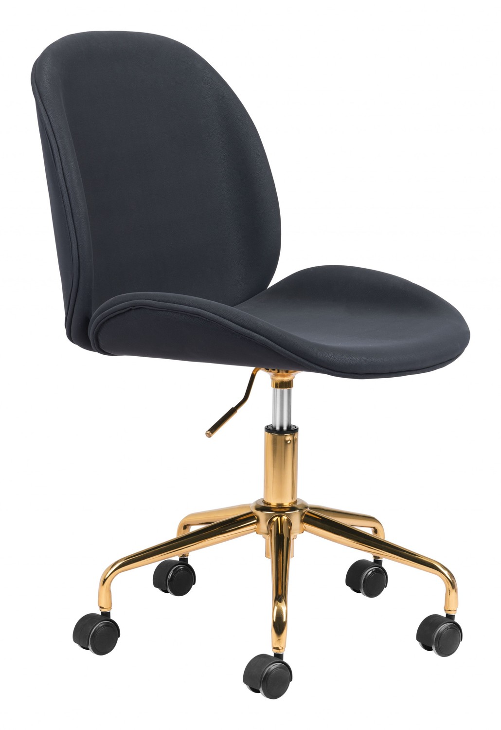Contempo Black Velvet and Gold Rolling Office Chair