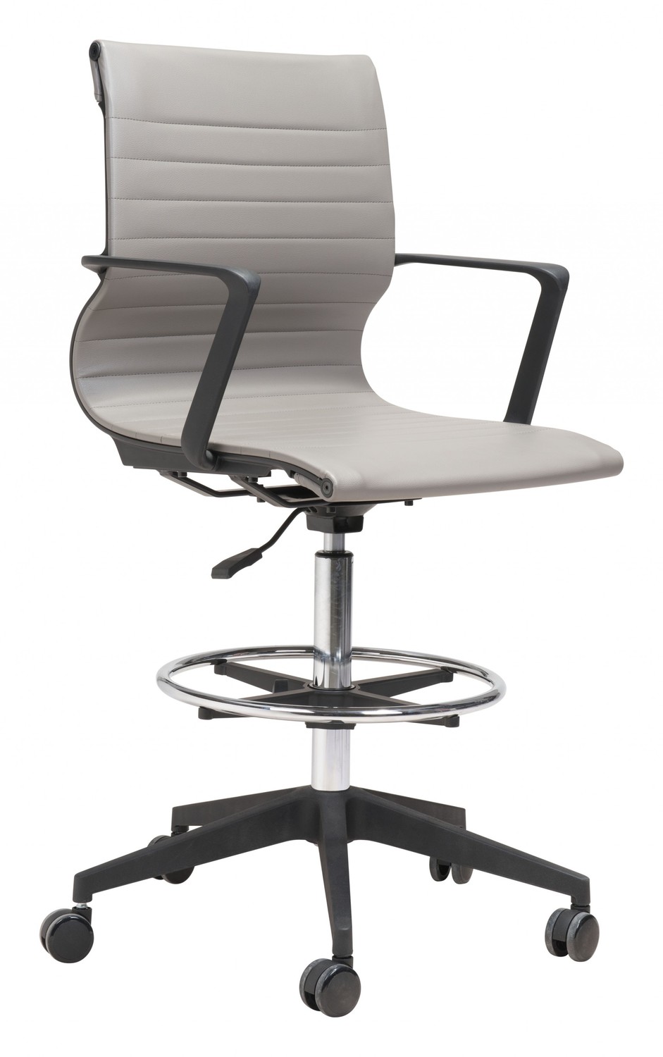 Mod Black and Gray Faux Leather Drafting Chair