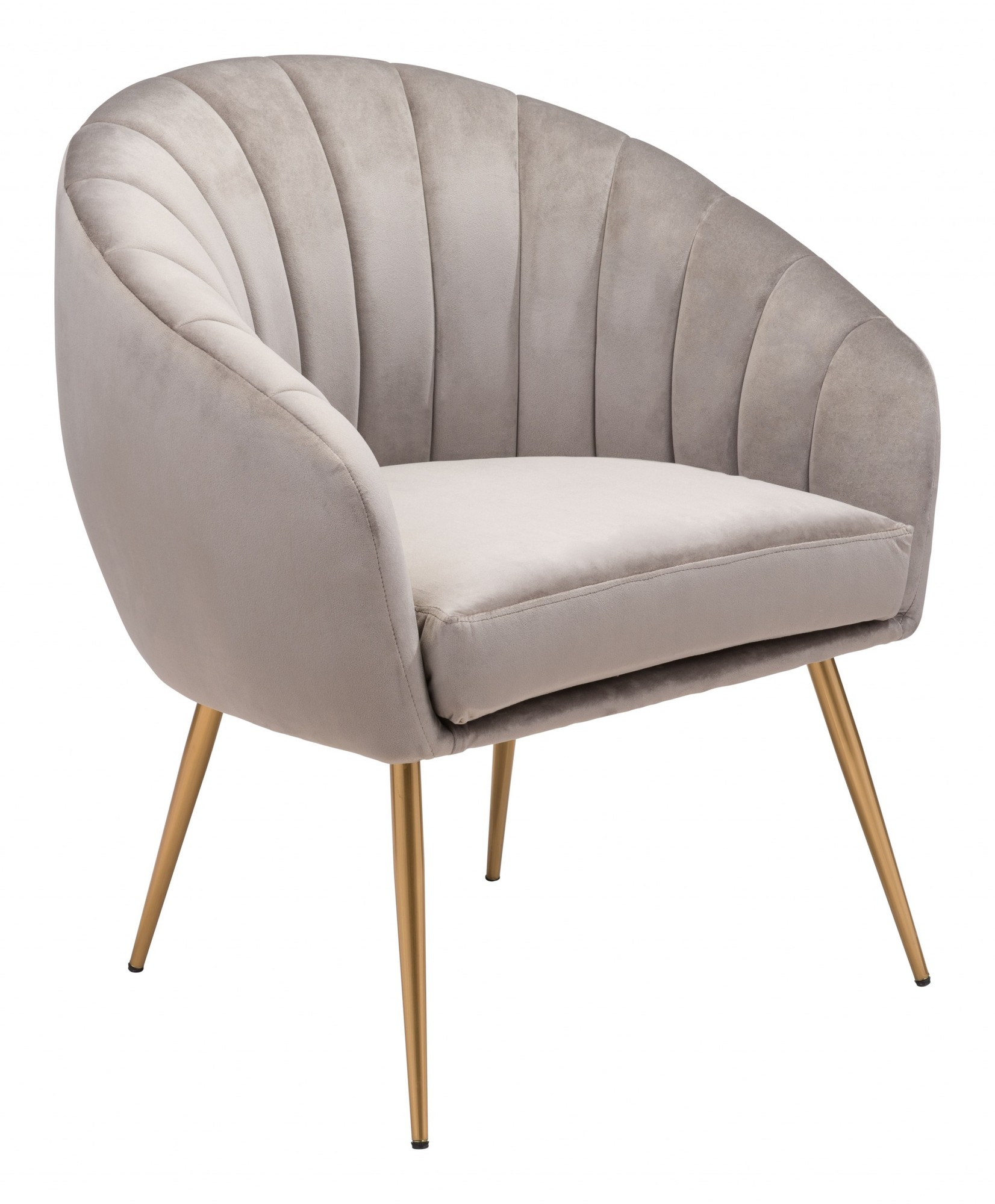 Gray and Gold Curve Vertical Channel Accent Club Chair