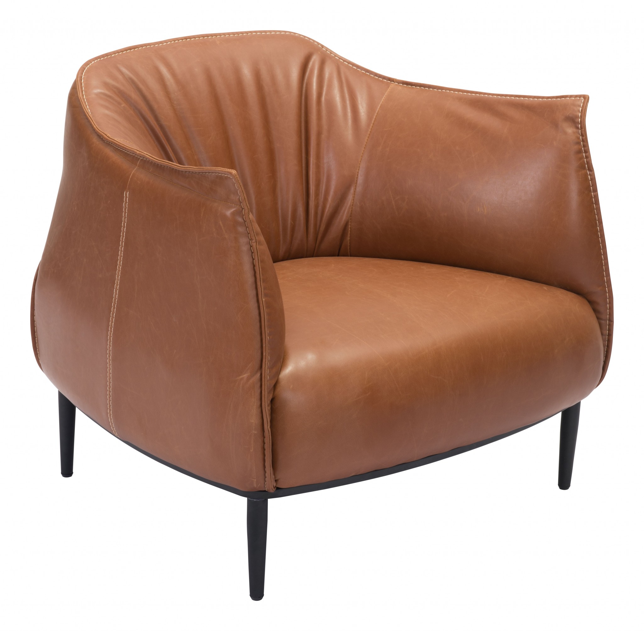 Terra Cotta Kiss Cozy Faux Leather Accent Chair