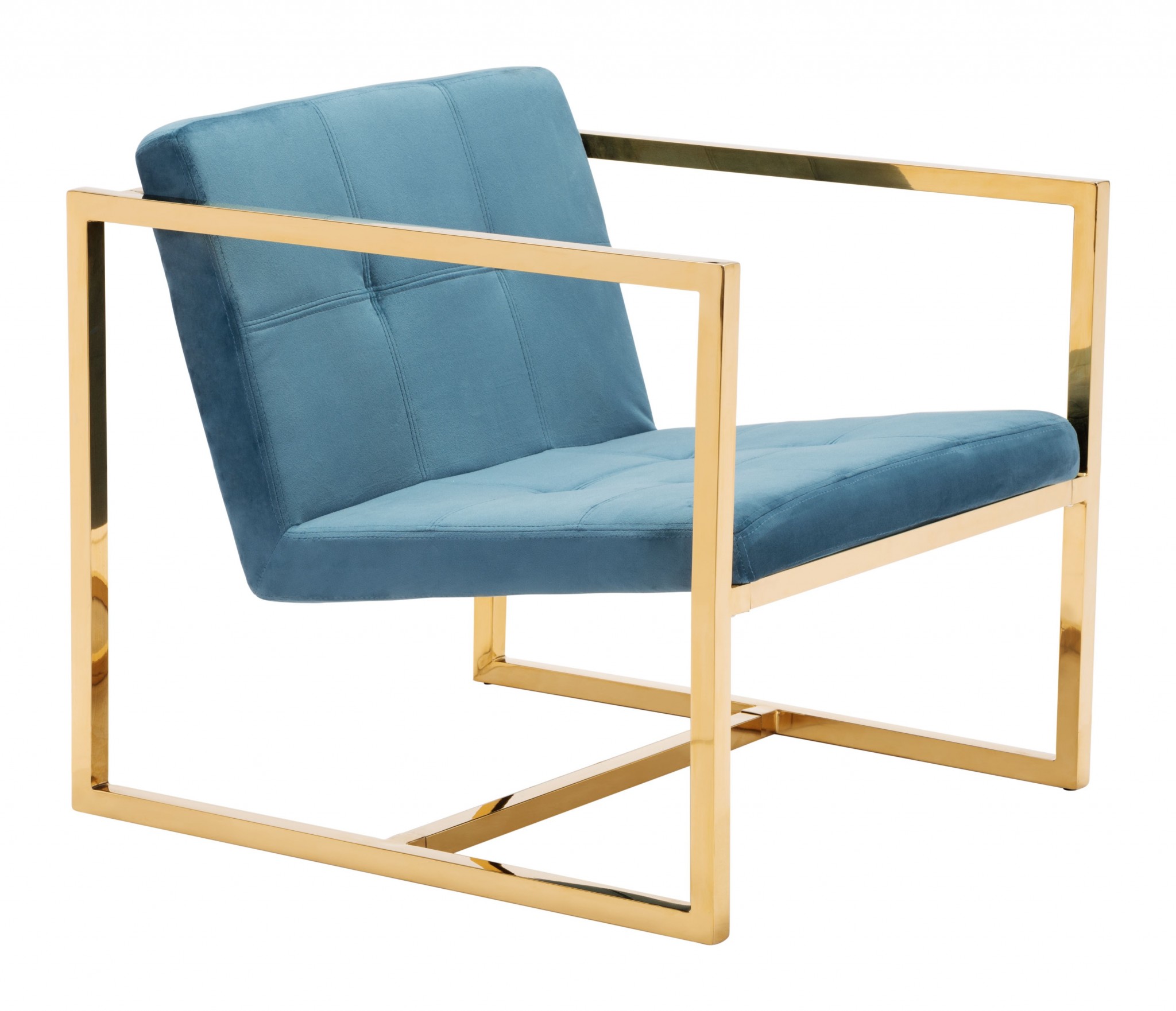 Gold Cubed Teal Microfiber Armchair