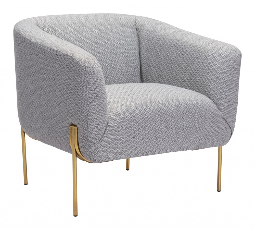 Gray and Gold Textural Upholstered Accent Armchair