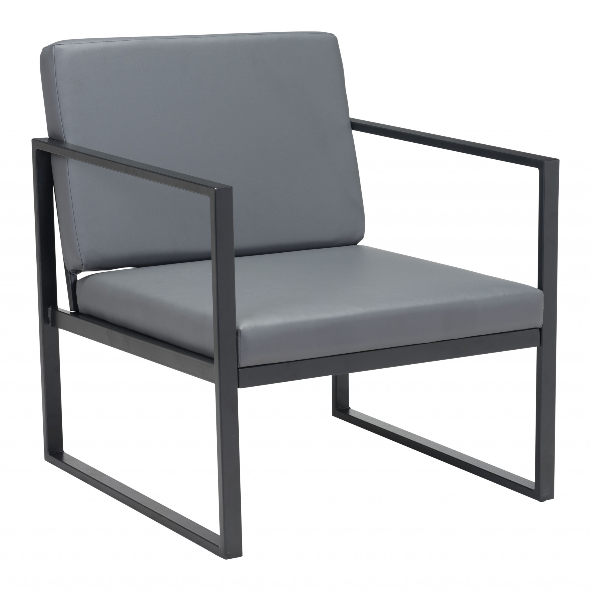 Gray and Black Sleek and Modern Accent Armchair
