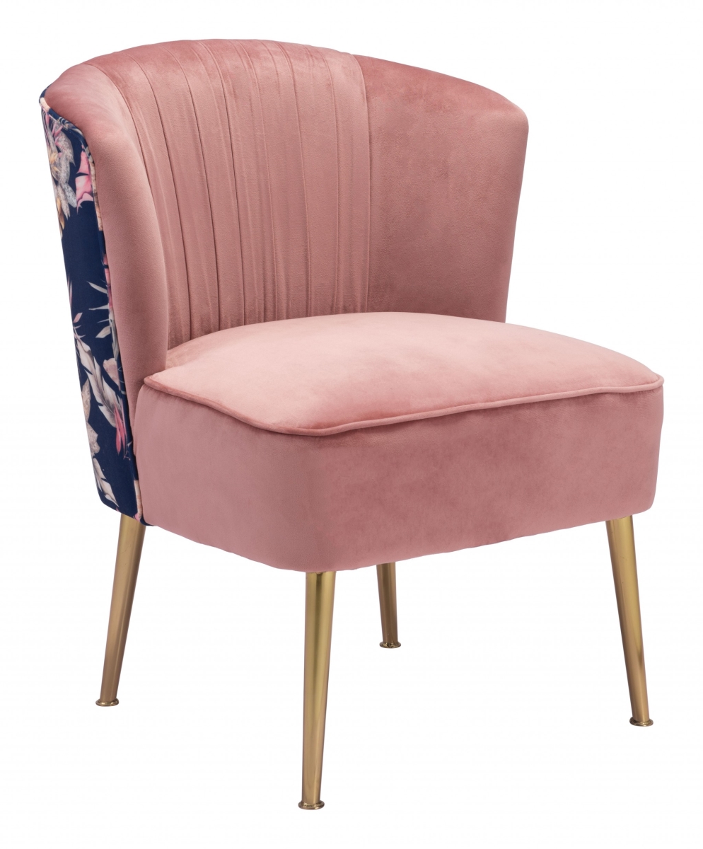 Tina Accent Chair Pink Gold & Foliage Print