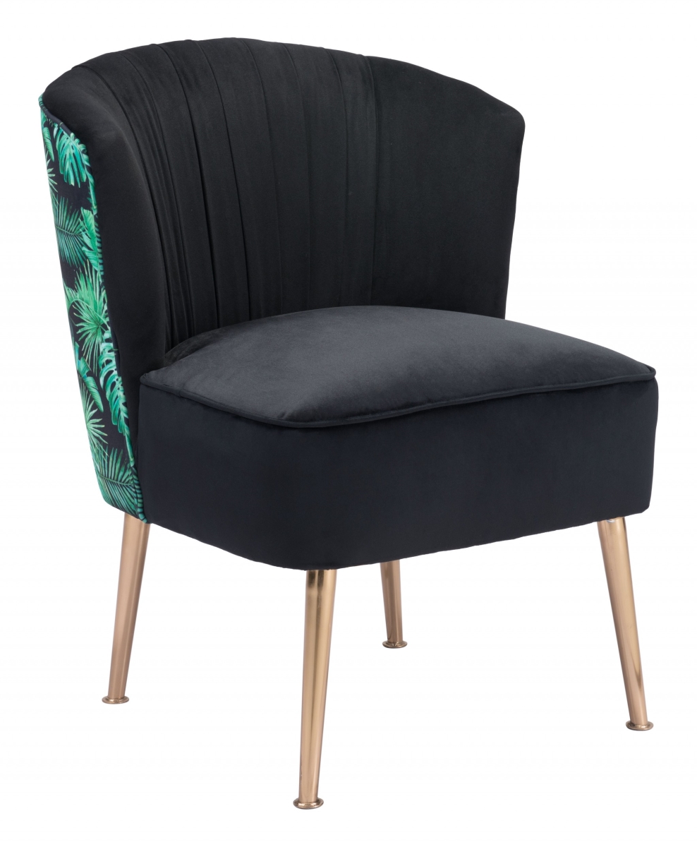 Tonya Accent Chair Black Gold & Tropical Print