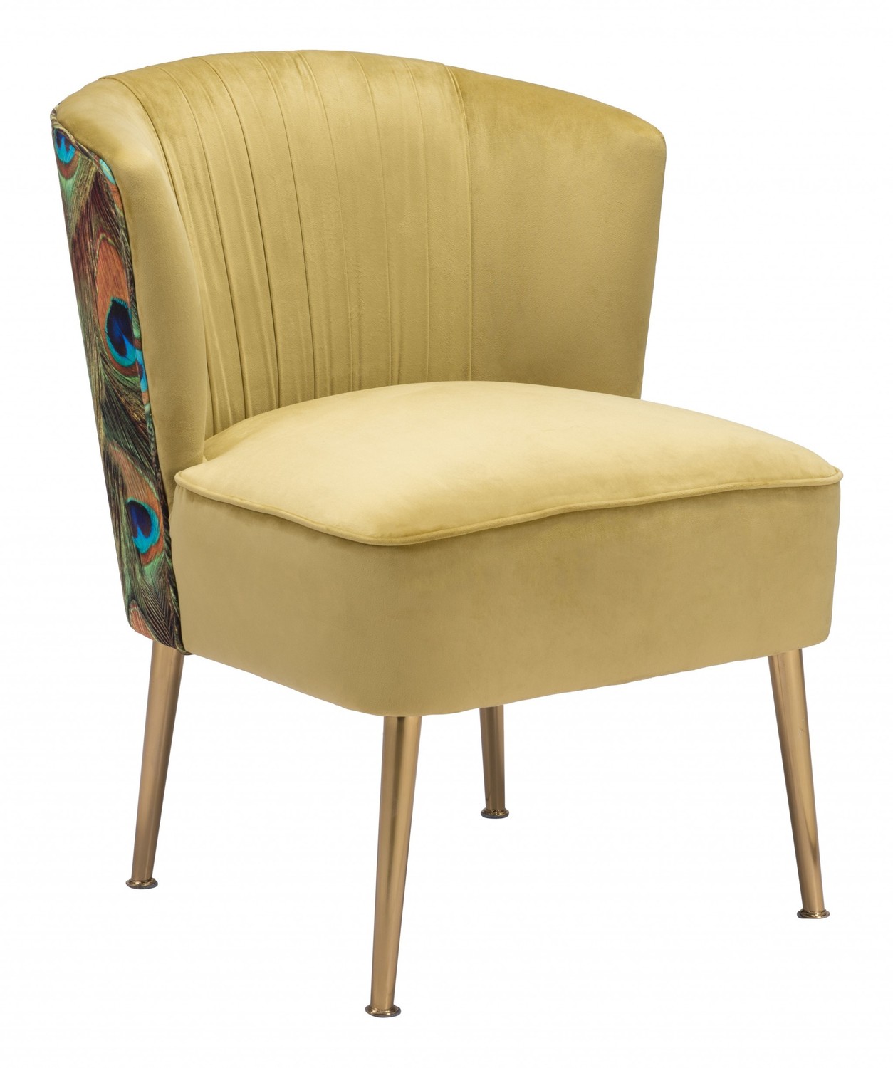 Tabitha Accent Chair Green Gold & Peacock Print
