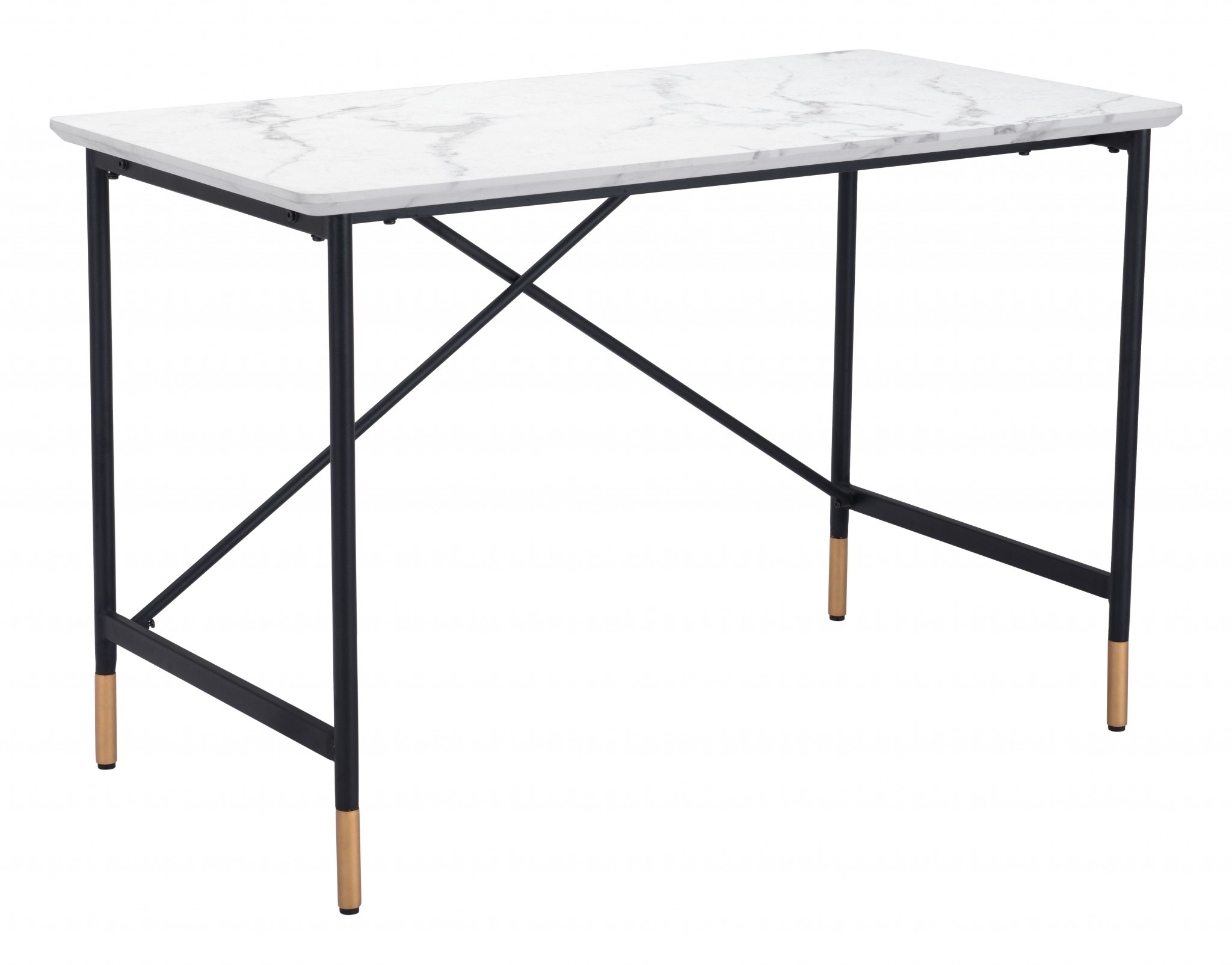 Modern Black and White Faux Marble Table Desk