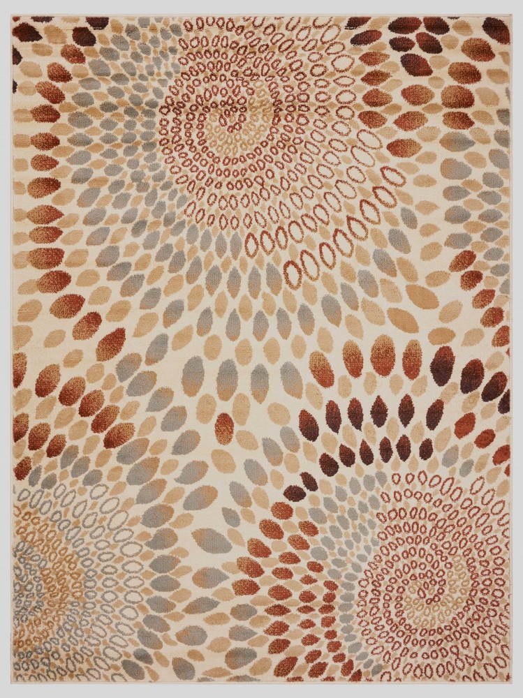 5 x 7 Cream and Brown Swirls Area Rug