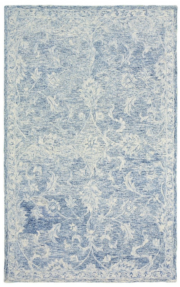 8 x 10 Blue and Ivory Interlacing Vines Area Rug