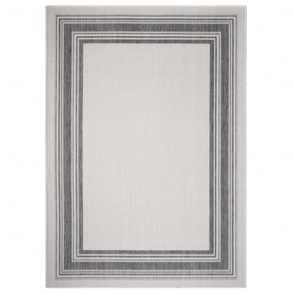 3 x 5 Gray Framed Indoor Outdoor Area Rug