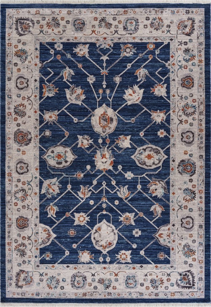 10 x 13 Navy Traditional Border Area Rug