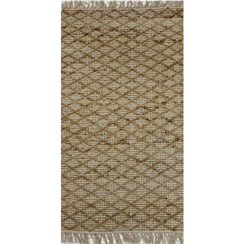 2 x 4 Tan Lattice Fringed Area Rug