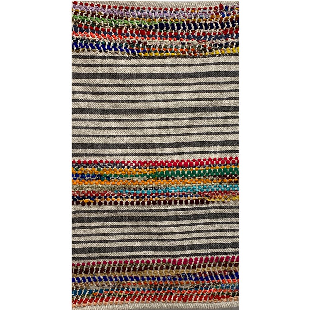 2 x 3 Multicolored Striped Chindi Scatter Rug