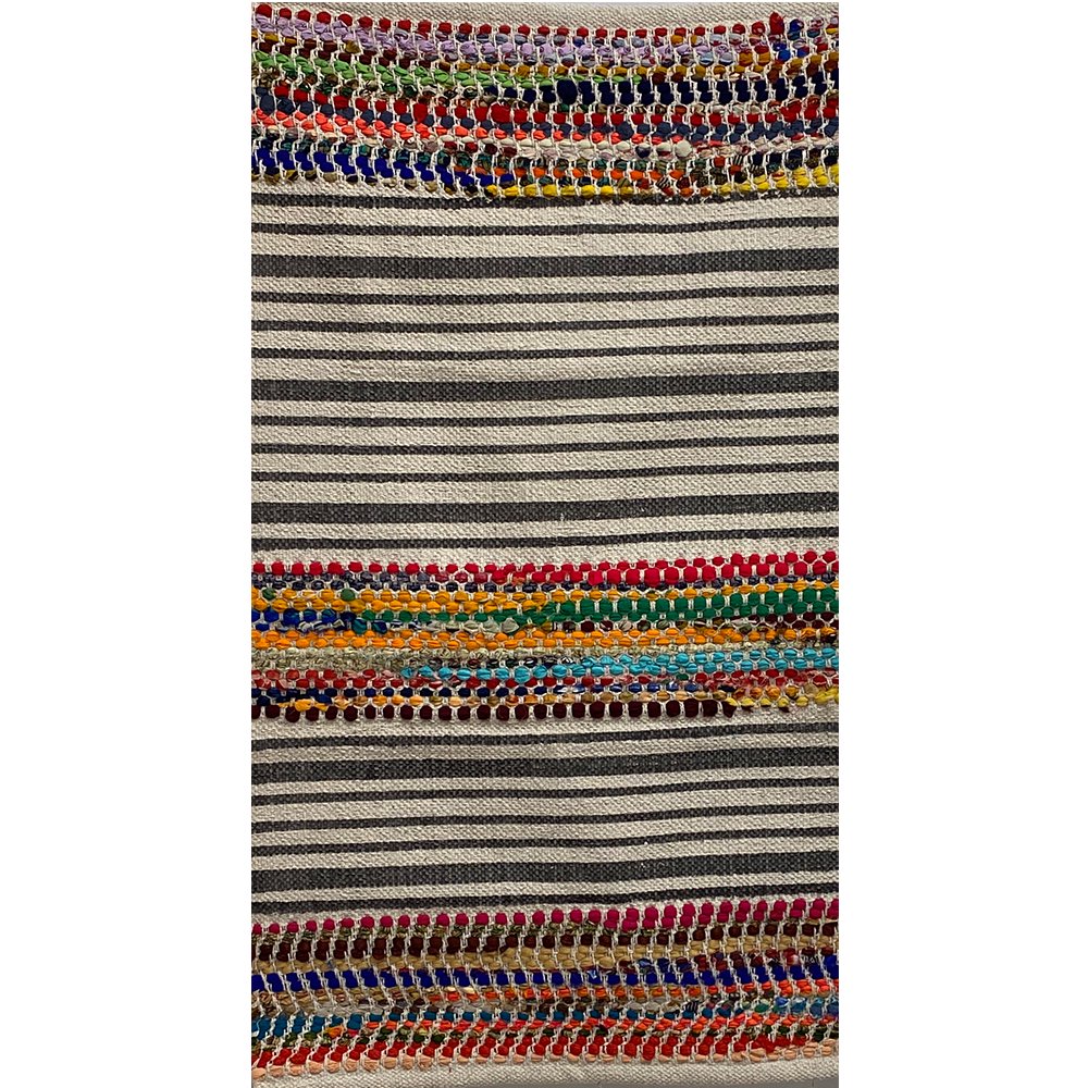 3 x 4 Multicolored Striped Chindi Area Rug