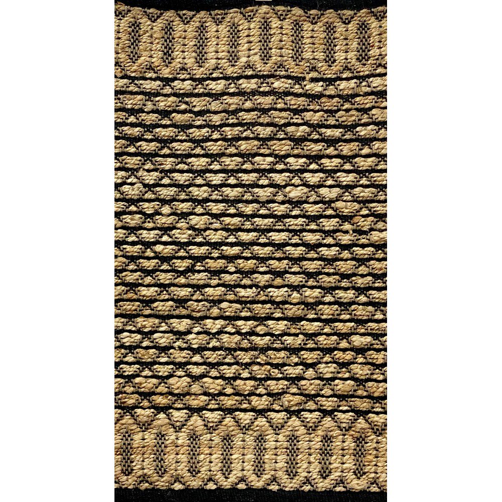 2 x 3 Tan and Black Ornate Geometric Scatter Rug