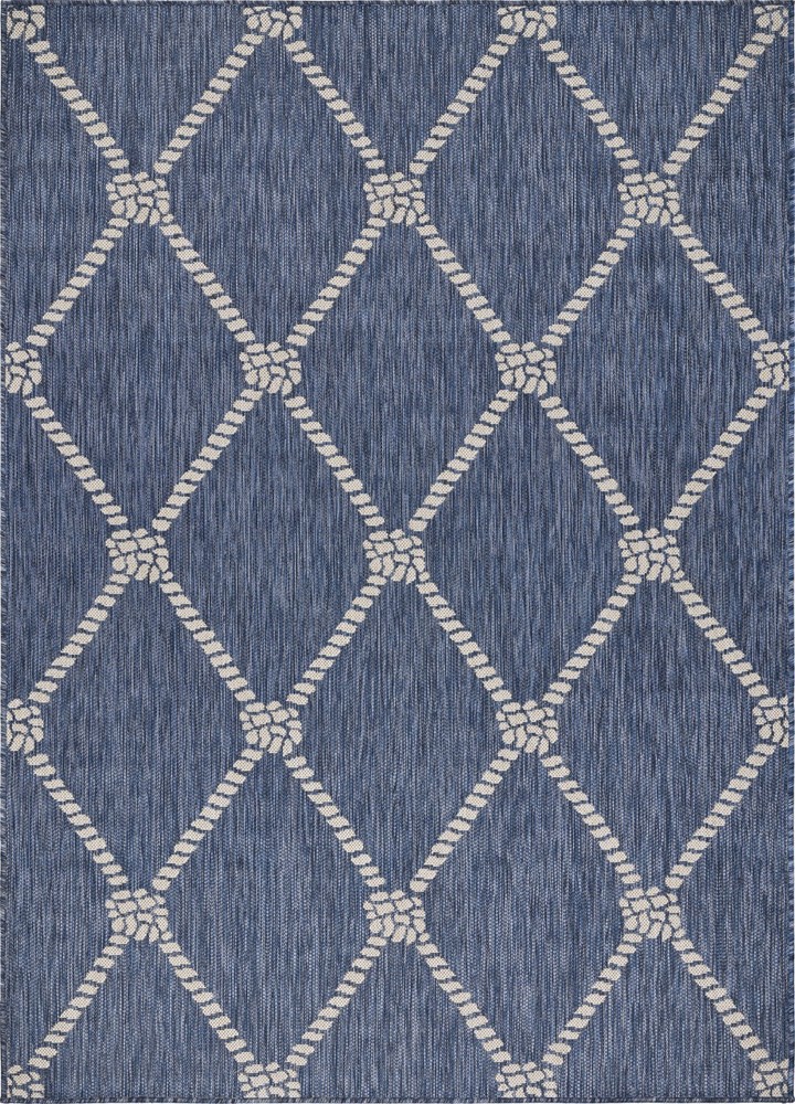 5 x 7 Navy Knot Indoor Outdoor Area Rug