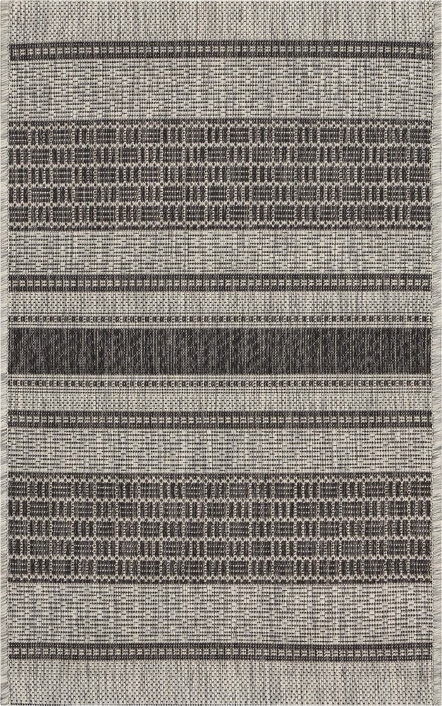 2 x 3 Monochrome Striped Indoor Outdoor Scatter Rug