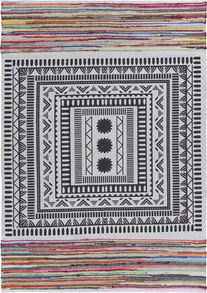 3 x 5 Grayscale Geometric Center Area Rug