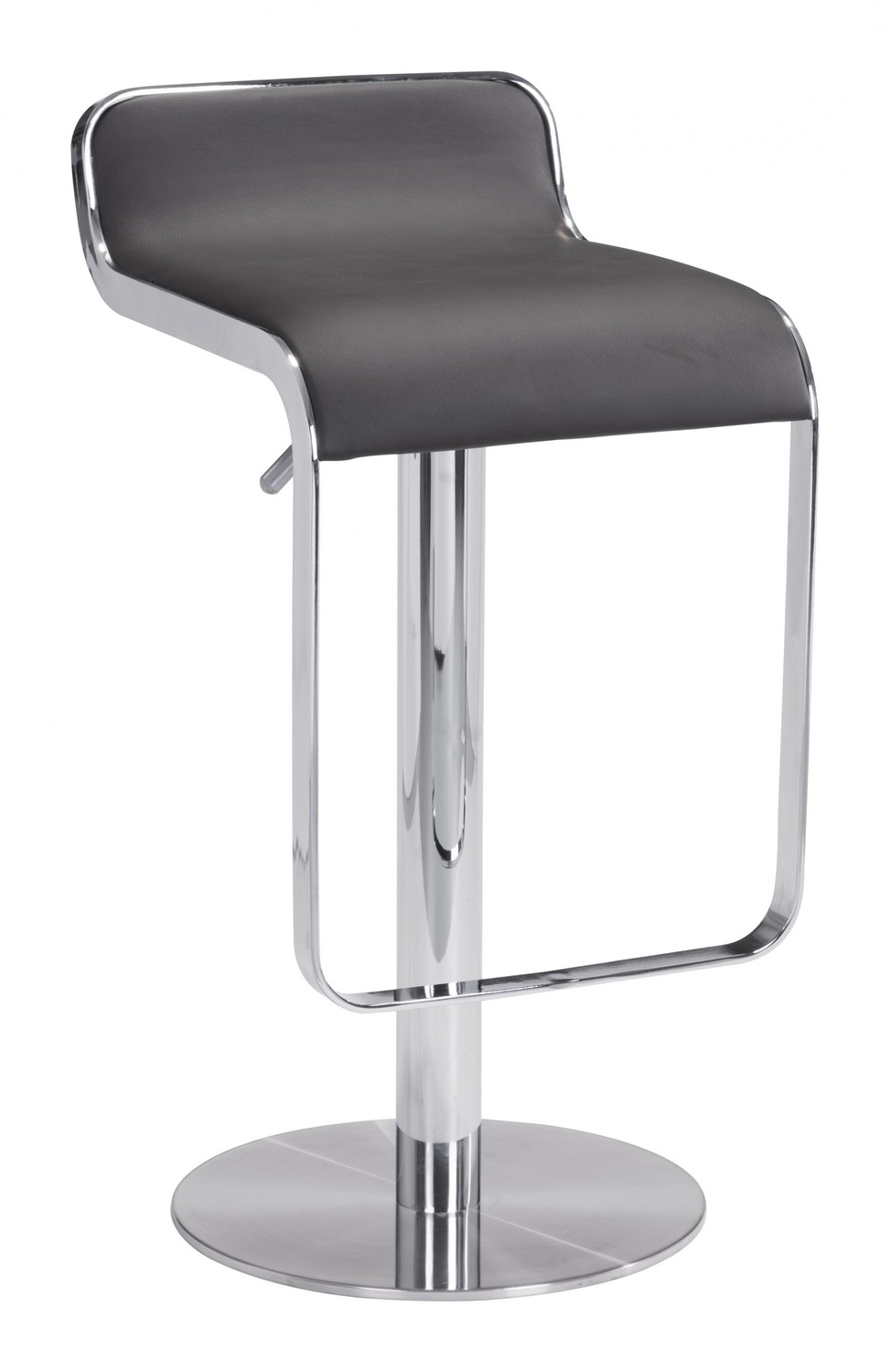 Modern Brown Faux Leather and Chrome Adjustable Pedestal Barstool