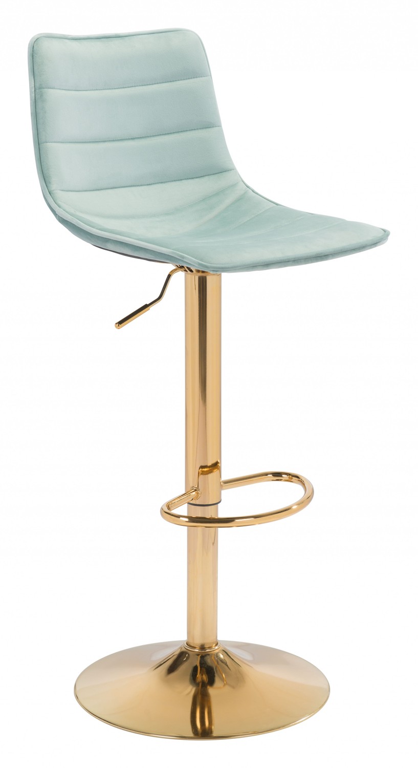 Prima Bar Chair Light Green & Gold