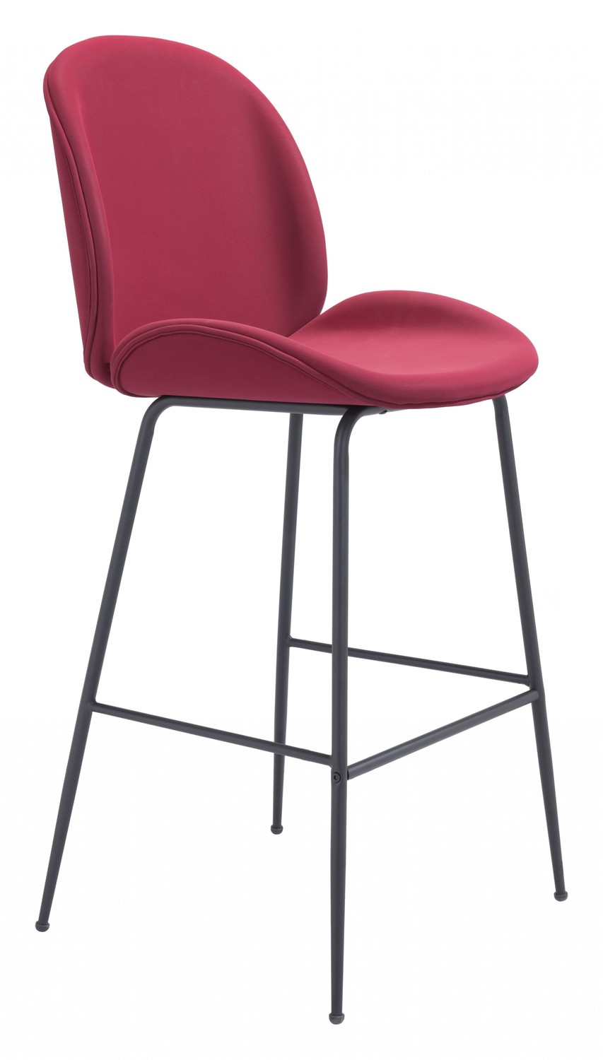 Contempo Red Velvet Bar Height Chair