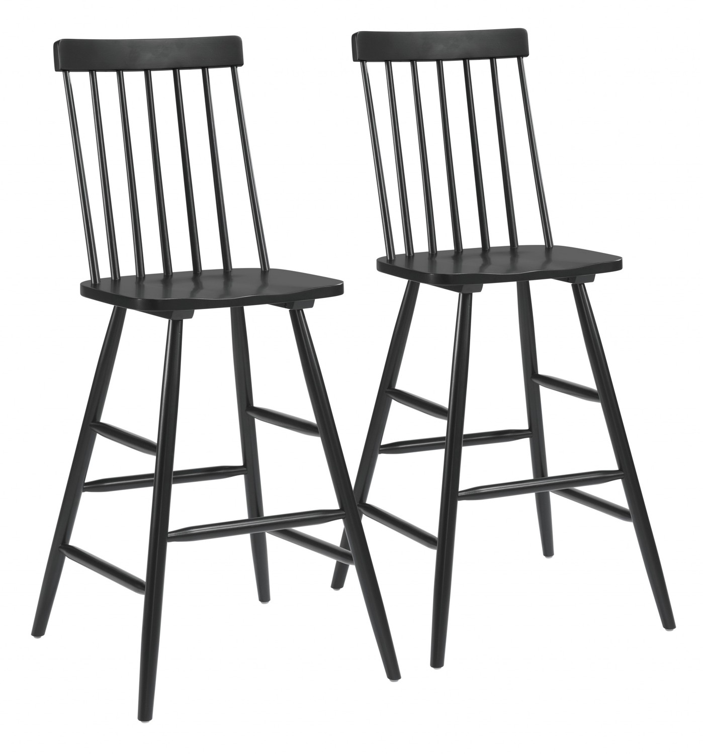 Modern Black Armless Spindle Bar Height Chair