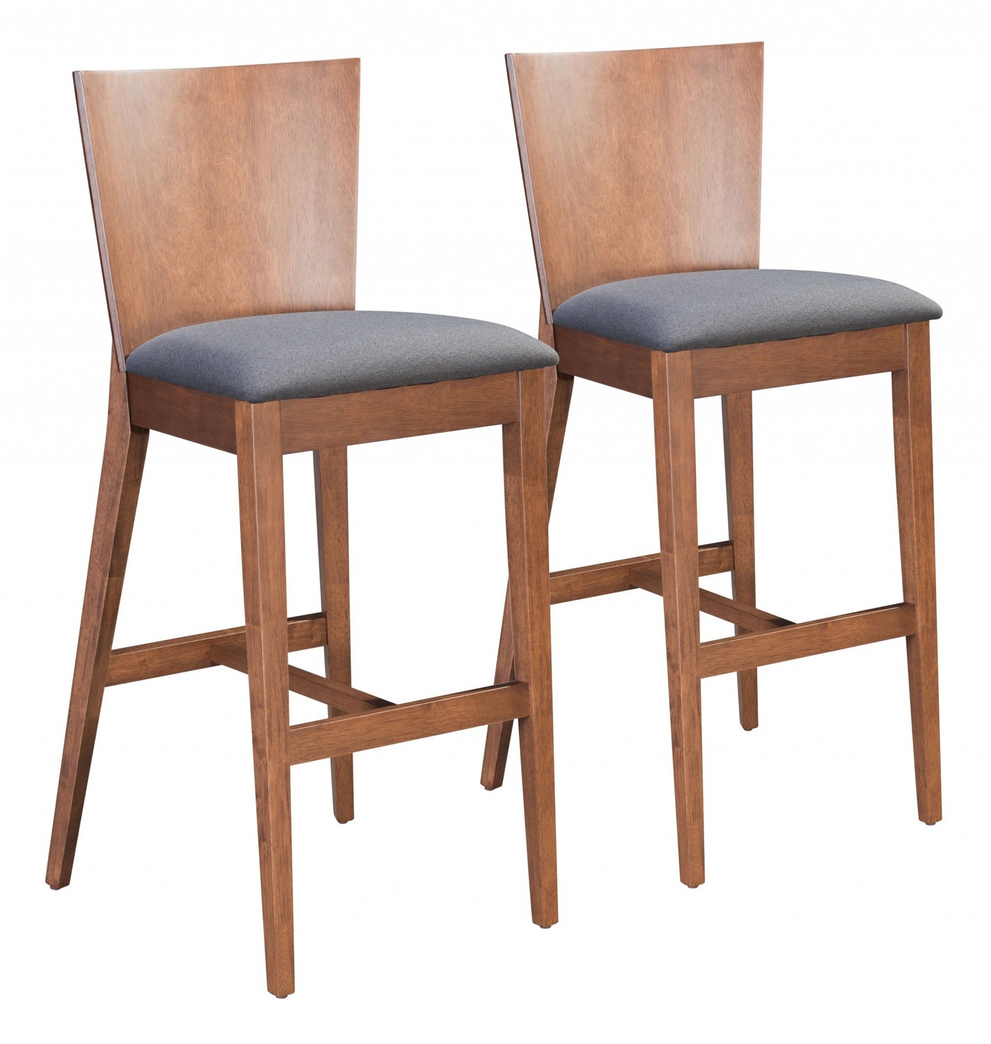 Ambrose Bar Chair (Set of 2) Walnut & Gray