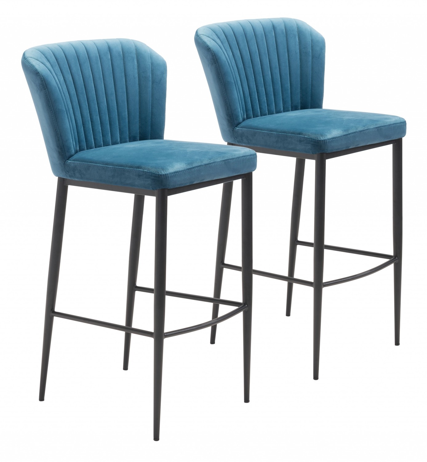 Set of Two Teal Blue Sea Shell Bar Chairs