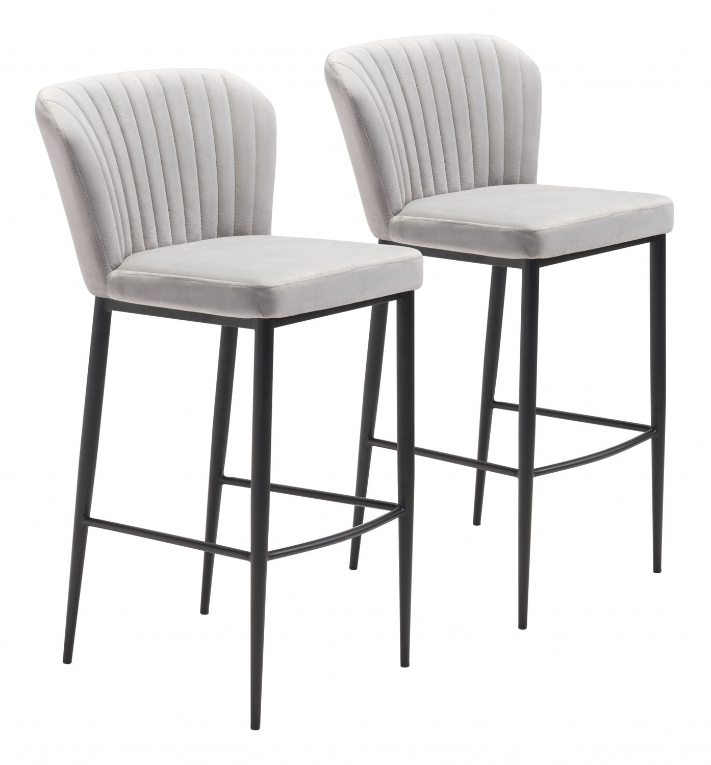 Set of Two Light Gray Sea Shell Bar Chairs