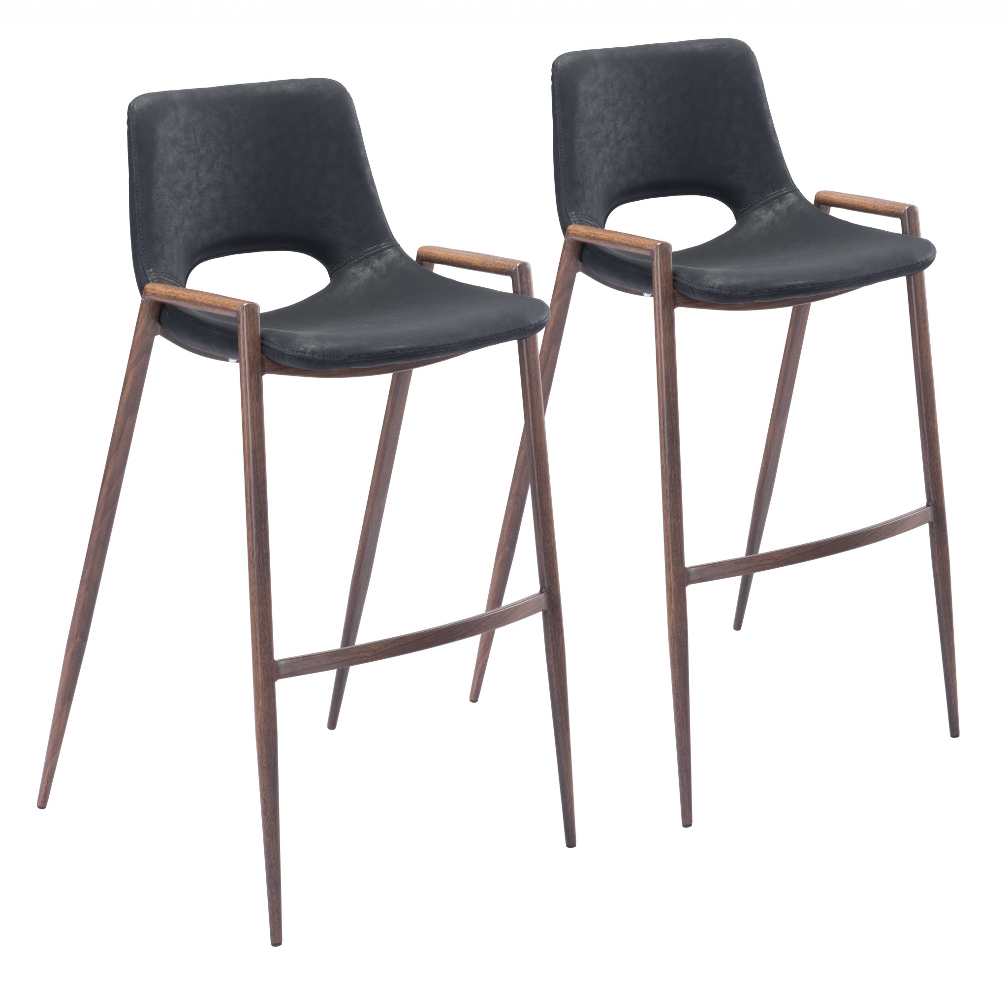 Set of Two Black Retro Modern Funk Bar Chairs