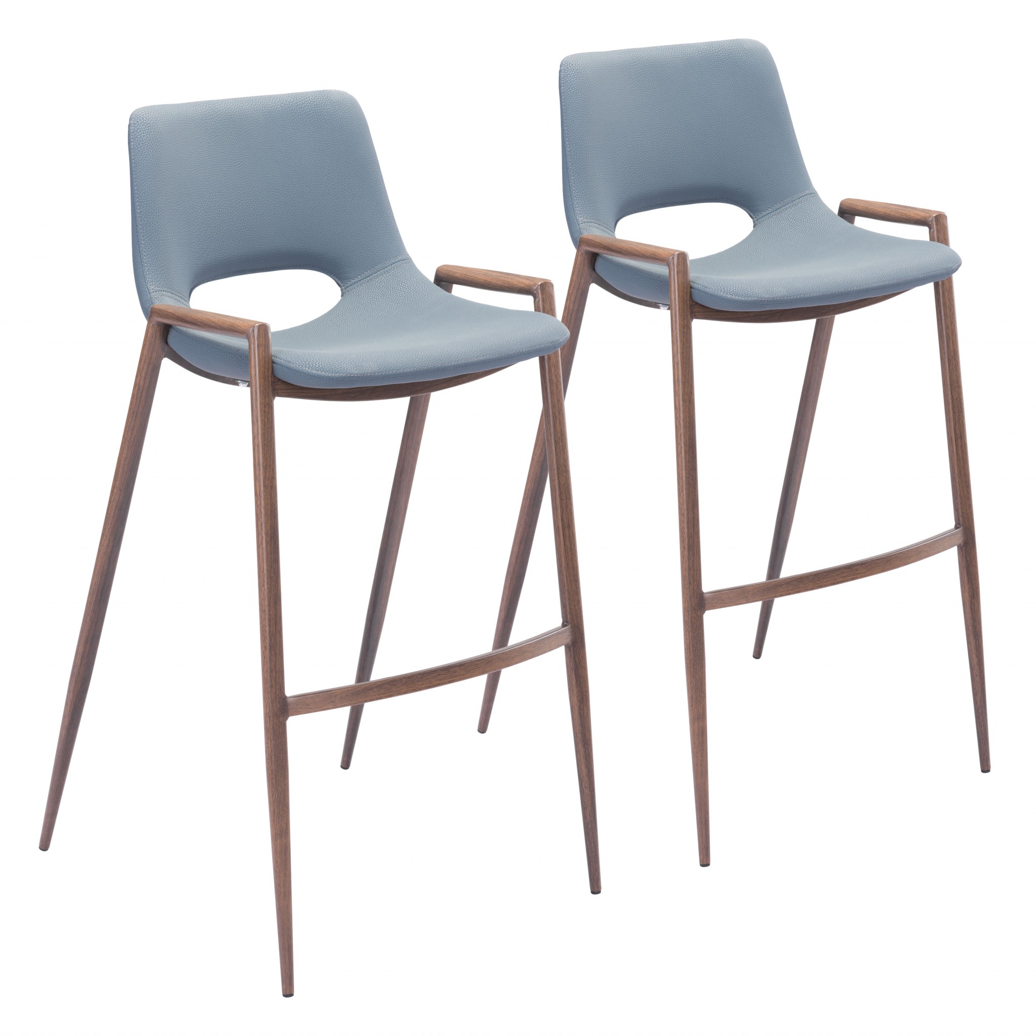 Set of Two Gray Retro Modern Funk Bar Chairs