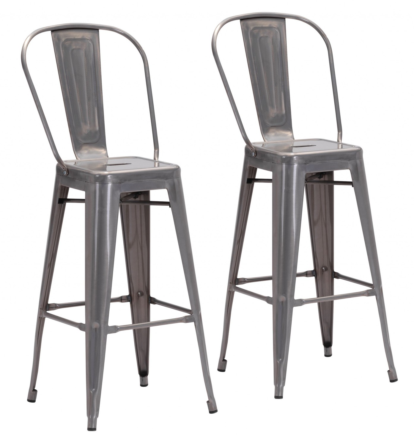 Set of Two Gray Steel Bar Chairs