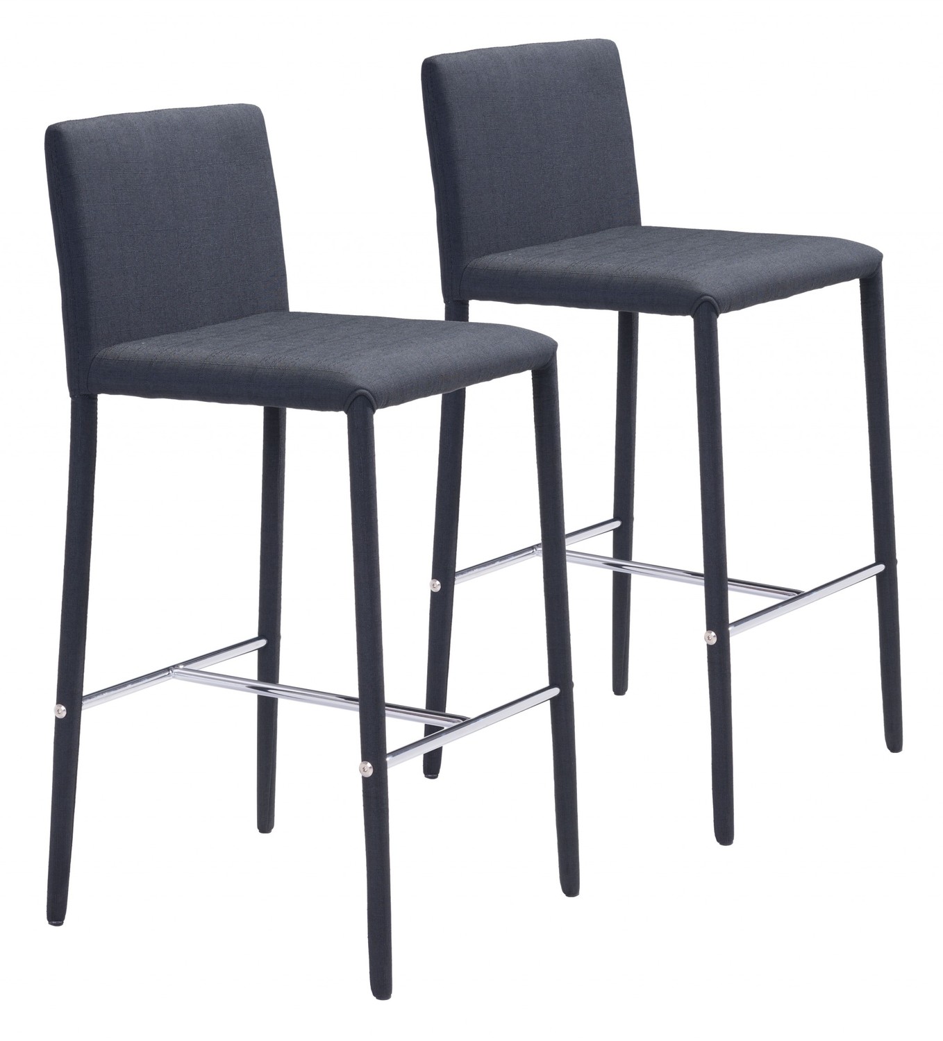 Set of Two Black Restaurant Quality Sleek Bar Chairs